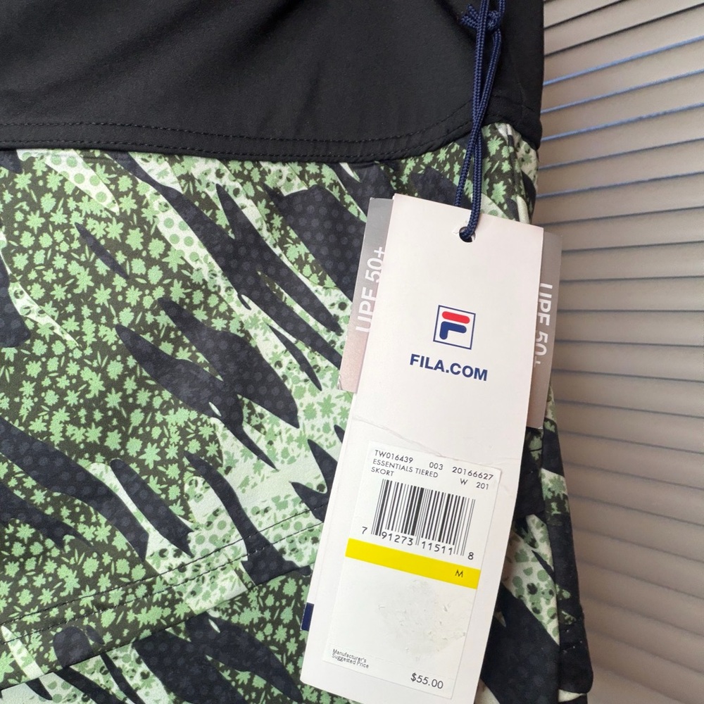 FILA Women's Black and Green Patterned Skorts - Picture 2 of 3